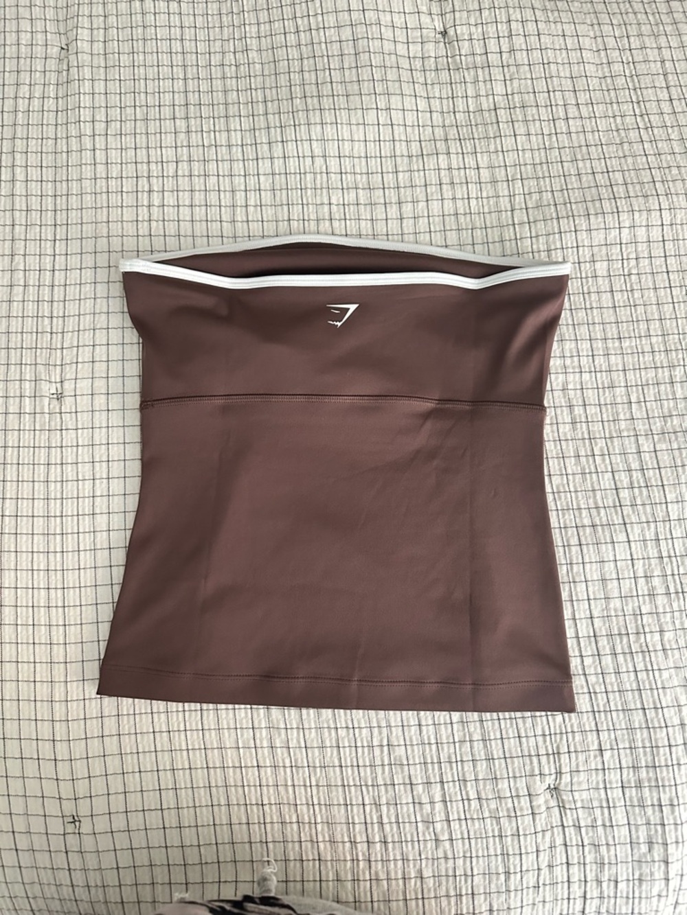 Gymshark piping bandeau with shell walnut brown/ chestnut pink Stripes size S - Picture 3 of 7